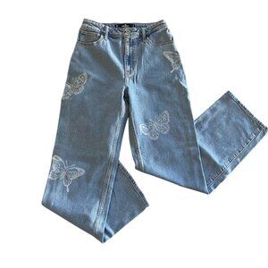 HOLLISTER Ultra High Rise Dad Jean Butterflies Butterfly Size 5R 27/31